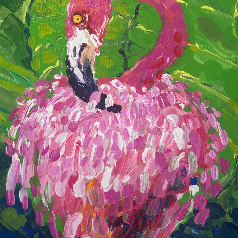 Original Oil Painting by Chris Hatch “Wet Flamingo” - Picture 3 of 7